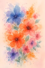Watercolor Flowers Illustration with Vibrant Hues