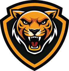 fierce jaguar head mascot logo on a white shield b
