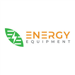 Energy Equipment Company Logo Design Featuring a Green Leaf and a Bold Text Graphic for Environmental Solutions