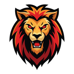 fierce lion head mascot logo on a white rectangle 