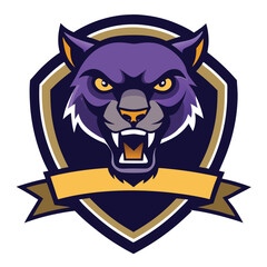 fierce panther head mascot logo framed by a white 