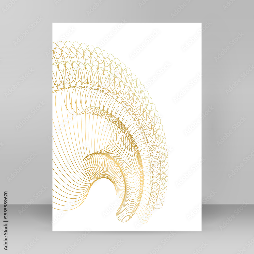 Poster abstract lines waves element on white background isolated. template brochure a4 format , layout leaf