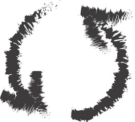 Circular Brush Stroke Arrows. Loop Directional Graphic, Vector Illustration