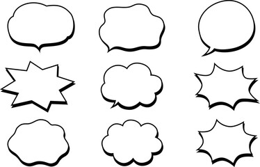 黒い影がついた吹き出しセット