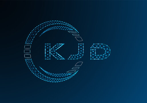 KJD low poly letter logo vector design. KJD lower poly logo design. Low poly logo.