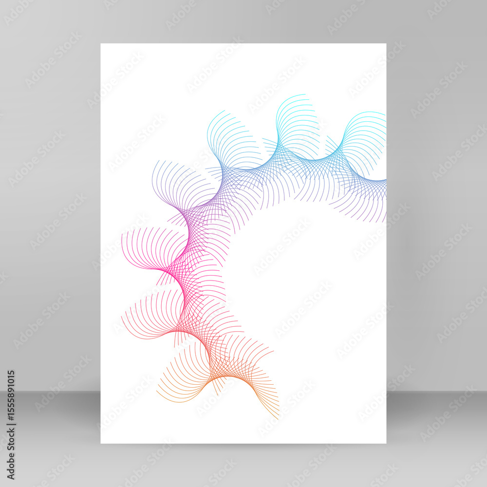 Poster abstract golden element on white background isolated. template brochure a4 format, layout leaflet, c