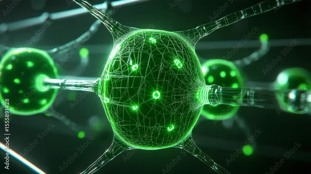 Poster technology and nature for sustainable growth concept. a glowing, digital representation of neural ce