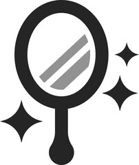 Hand mirror icon with sparkle and reflection black and white vector design