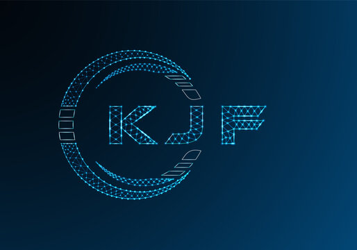 KJF low poly letter logo vector design. KJF lower poly logo design. Low poly logo.