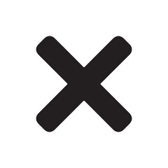 Obraz premium Black cross icon silhouette vector flat illustration design. Black x icon.