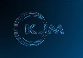 KJM low poly letter logo vector design. KJM lower poly logo design. Low poly logo.