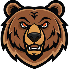 strong grizzly bear head mascot logo on a white ro (1)