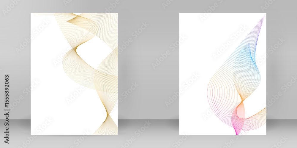 Poster advertisement flyer design elements. abstract lines waves element on white background isolated. jpg 