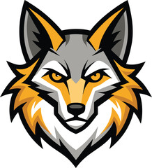 wild coyote head mascot logo on a white rectangle  (1)