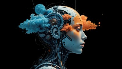 AI Cyborg Woman Futuristic Digital Art