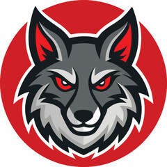 wild jackal head mascot logo on a white circle bac