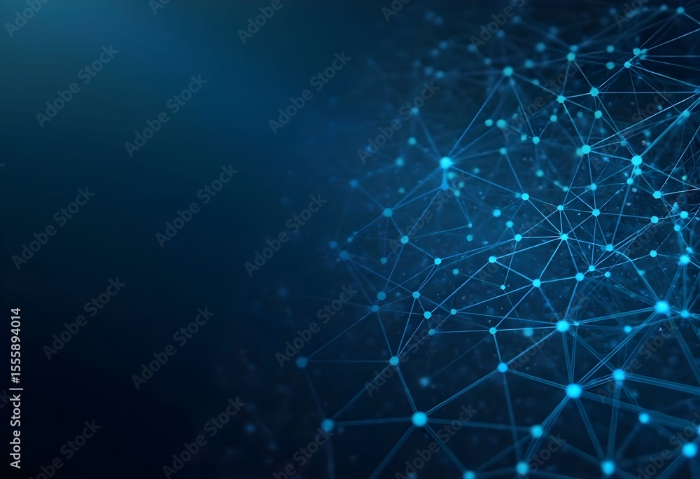 Aufkleber abstract technology network background with connected dots and lines blue