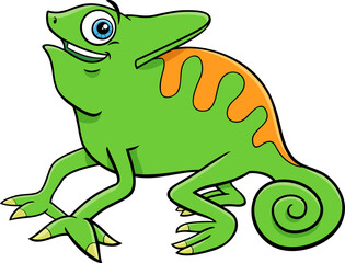 cartoon chameleon reptile animal character waving