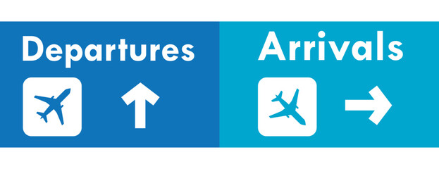 departure and arrival signs at the airport logo