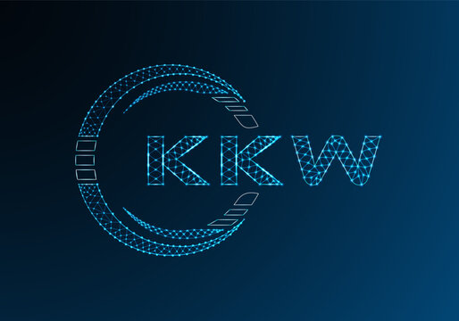 KKW low poly letter logo vector design. KKW lower poly logo design. Low poly logo.
