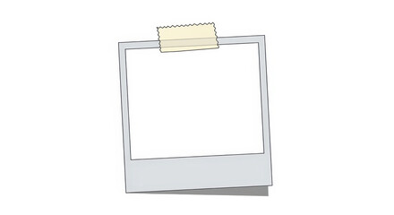 Retro instant photo frame with tape for message isolated PNG with Transparent Background