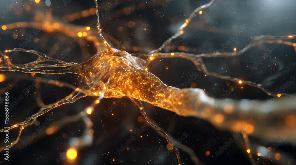 Poster neural network in focus: an artistic depiction of a neural network cell, its intricate structure ill