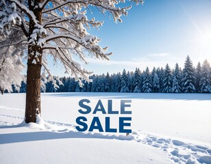Winter Sale Landscape with Snowy Trees