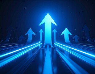 Blue Arrows Moving Upward - Growth & Progress Concept