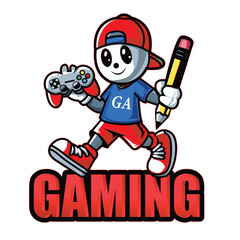  Gaming Mascot Logo Illustration,Monochrome Esports Character Logo Design,intage Style Gamer Mascot Logo,gaming mascot logo