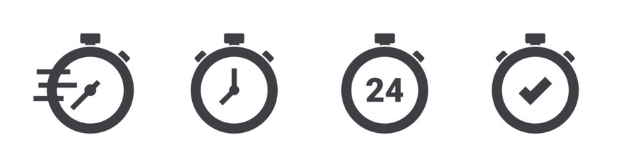 Stopwatch icons set. Solid web icons. Vector illustration