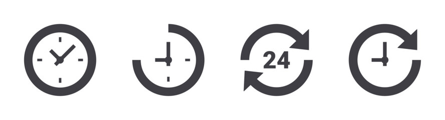 Time icons set. Solid web icons. Vector illustration