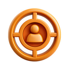 Orange target icon with person symbol for user focus and goals