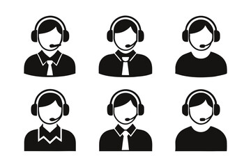 Professional Call Center Representative Vector Illustration Set