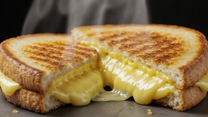 Grilled Cheese Melt: Savor the ultimate comfort with this tantalizing image of a grilled cheese sandwich. Golden, toasted bread embraces a river of melted, gooey cheese. - Powered by Adobe