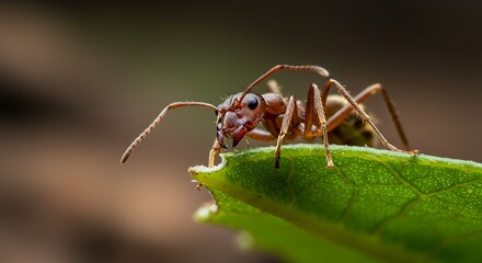 Ant on Leaf Edge: Detailed Macro View