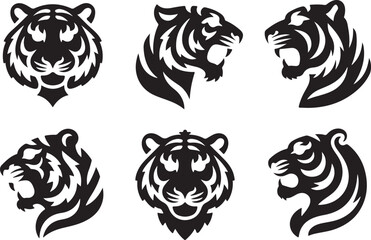 Striking Tiger Head Designs Vector Illustrations for Logos & Branding