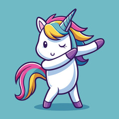 White unicorn with rainbow mane dabbing tail