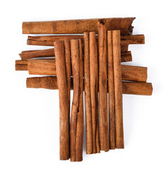 Cinnamon sticks top view solated on transparen png.