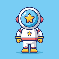 Cute astronaut with star emblem space exploration