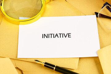 The conceptual phrase of the INITIATIVE. Business concept. A place to copy. Concept of teamwork and...