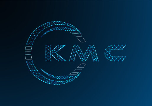 KMC low poly letter logo vector design. KMC lower poly logo design. Low poly logo.