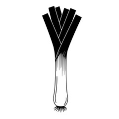 Leek Vegetable in simple lines: A leek vegetable is drawn with elegant lines, highlighting the fresh, organic food in a modern and minimalistic style.
