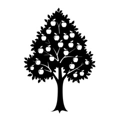 Fototapeta premium Orchard Silhouette: A minimalist silhouette of a fruitful orchard, embodying growth, nourishment, and the simple beauty of nature.