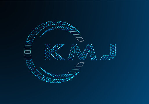 KMJ low poly letter logo vector design. KMJ lower poly logo design. Low poly logo.