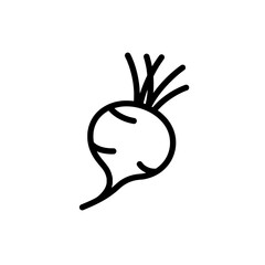 Fresh Beetroot Icon: A simple yet captivating line drawing of a fresh beetroot, highlighting its vibrant form and inherent freshness, perfect for illustrating healthy eating.