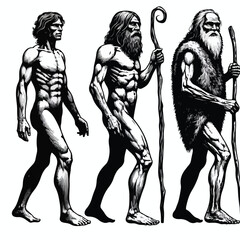 vector image of an ancient human on a white background