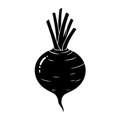 Black Beetroot Illustration: A stylized black and white illustration of a beetroot, showcasing its unique shape and texture.  The focus is on the simple elegance of the vegetable.