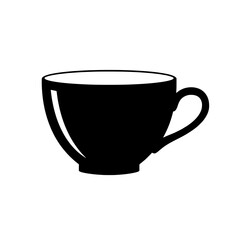 Monochrome Coffee Cup: A stark silhouette of a classic coffee cup, the simple lines and elegant curve capture the essence of a morning ritual.