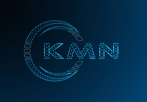 KMN low poly letter logo vector design. KMN lower poly logo design. Low poly logo.