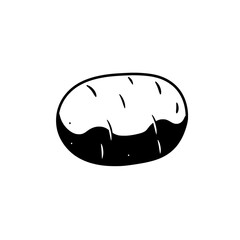 Monochrome Potato: A simple monochrome illustration of a single potato, the basic starchy tuber, ready for culinary exploration.